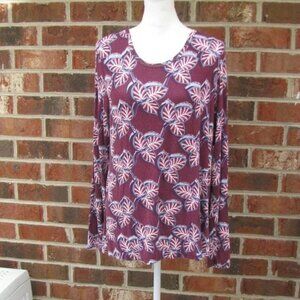 Logo Lori Goldstein rayon long sleeve tunic top shirt blouse Medium pullover